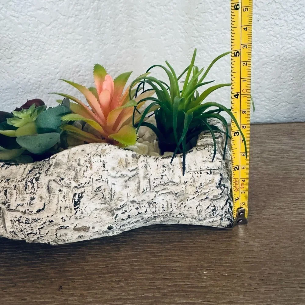 Succulent Stone Log Planter Floral Plant Arrangement